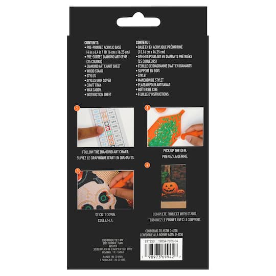 4" x 6" Jack-o'-Lanterns Acrylic Surface Diamond Art Kit with Wood Stand by Make Market®